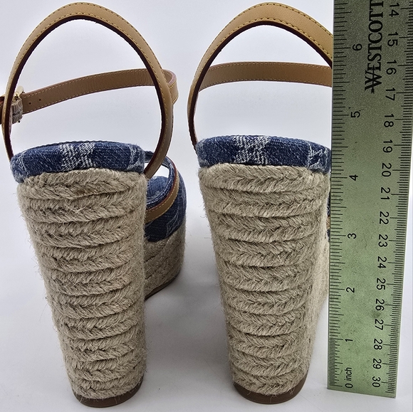 Louis Vuitton Monogram Denim Wedges - Picture 7 of 11